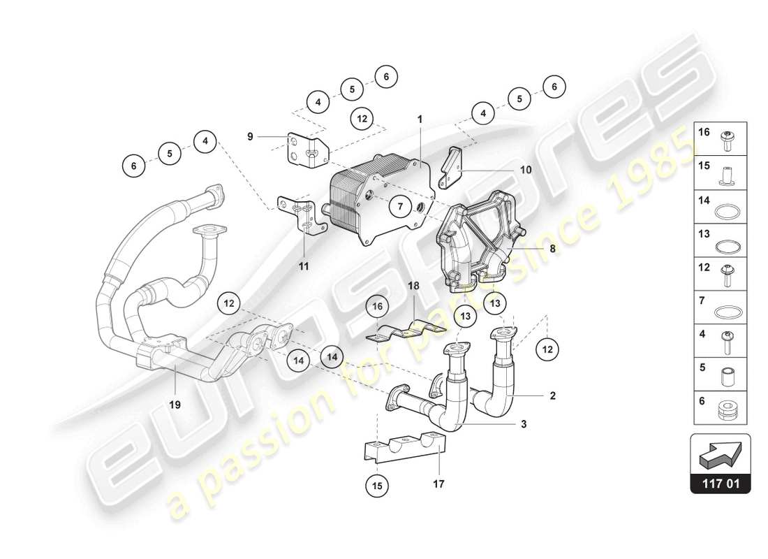 lamborghini countach lpi 800-4 (2022) oil cooler parts diagram