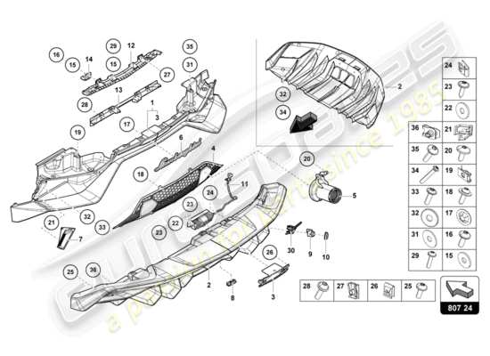 a part diagram from the lamborghini lp770-4 svj coupe (2020) parts catalogue