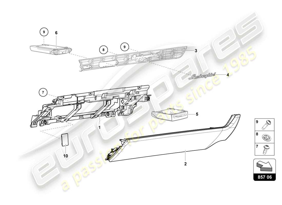 lamborghini sterrato (2024) glove box parts diagram