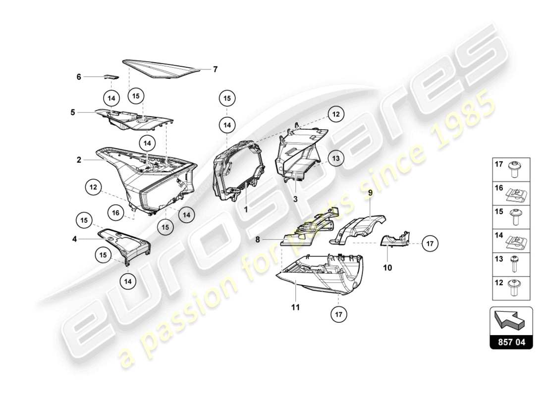 lamborghini sterrato (2024) instrument housing for rev counter and daily distance recorder parts diagram