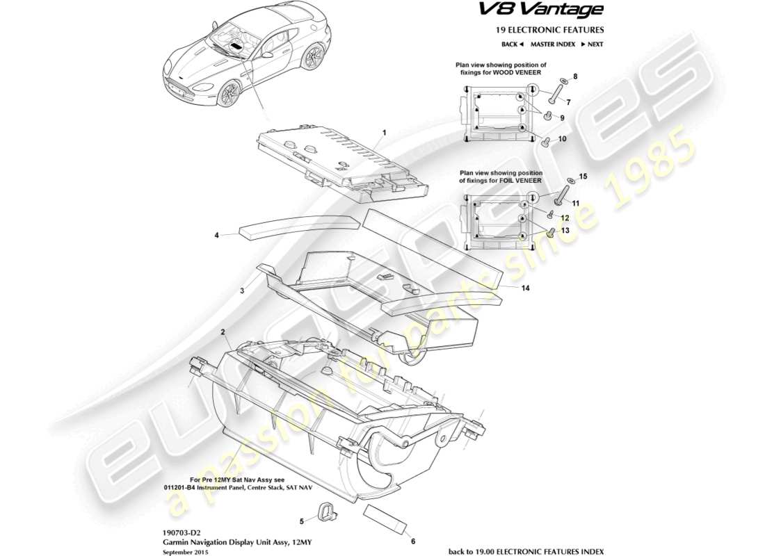 aston martin v8 vantage (2008) navigation display, 12my part diagram