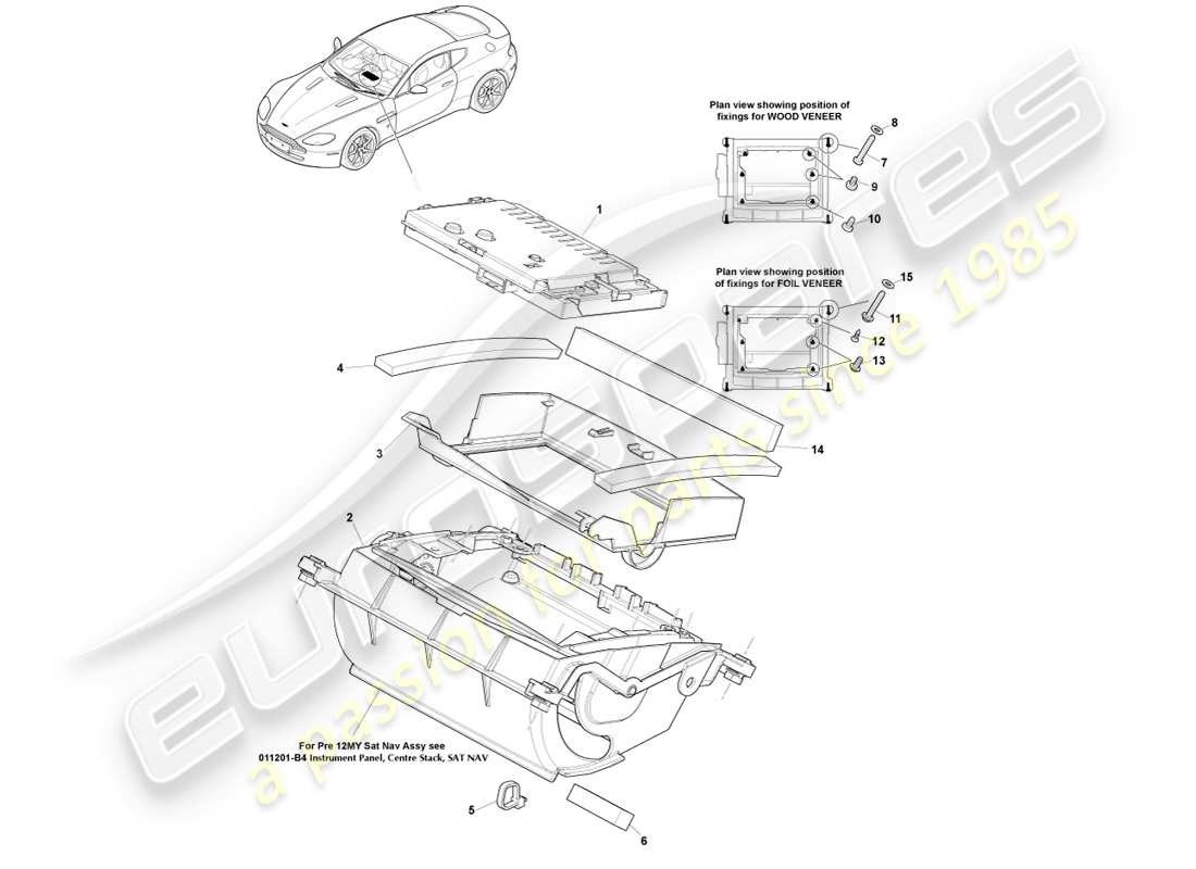 aston martin v8 vantage (2005) navigation display, 12my part diagram