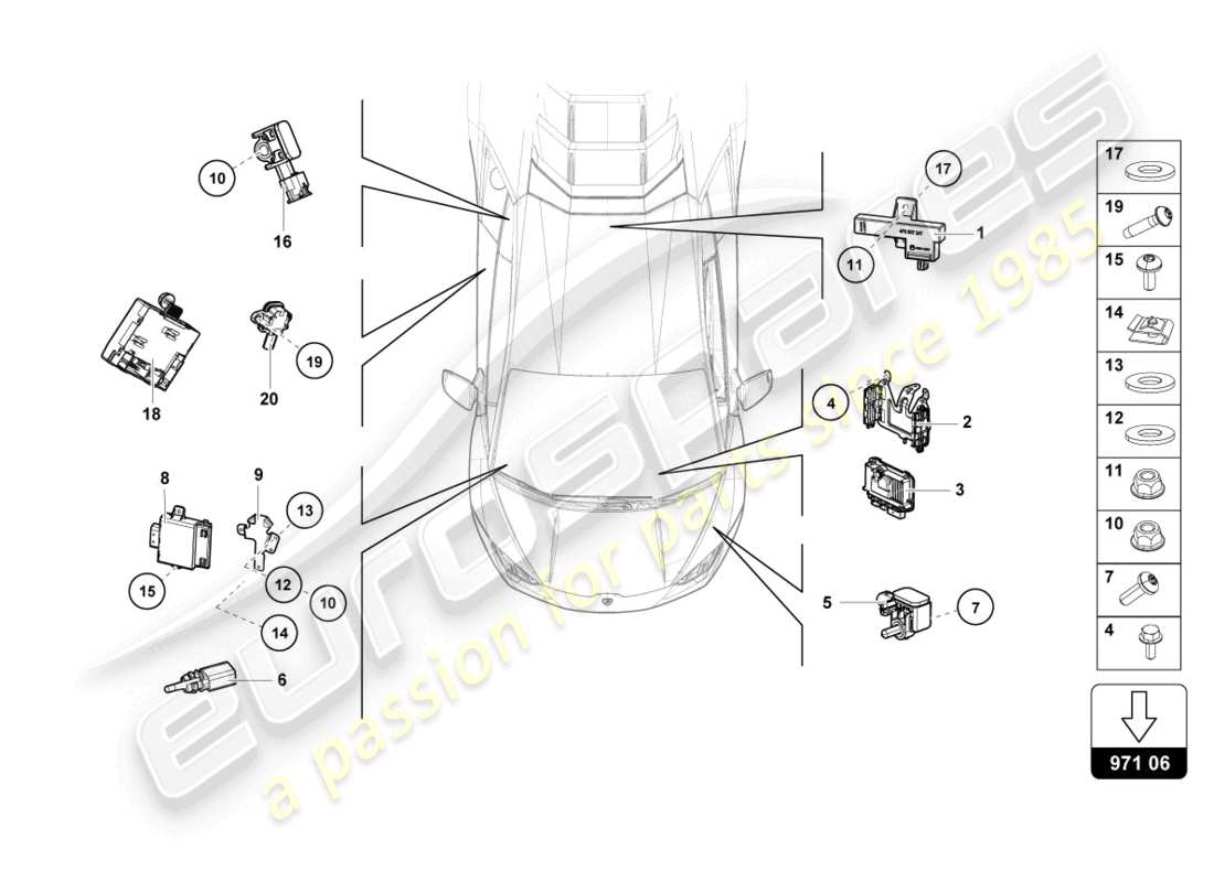 lamborghini evo spyder (2023) control unit part diagram