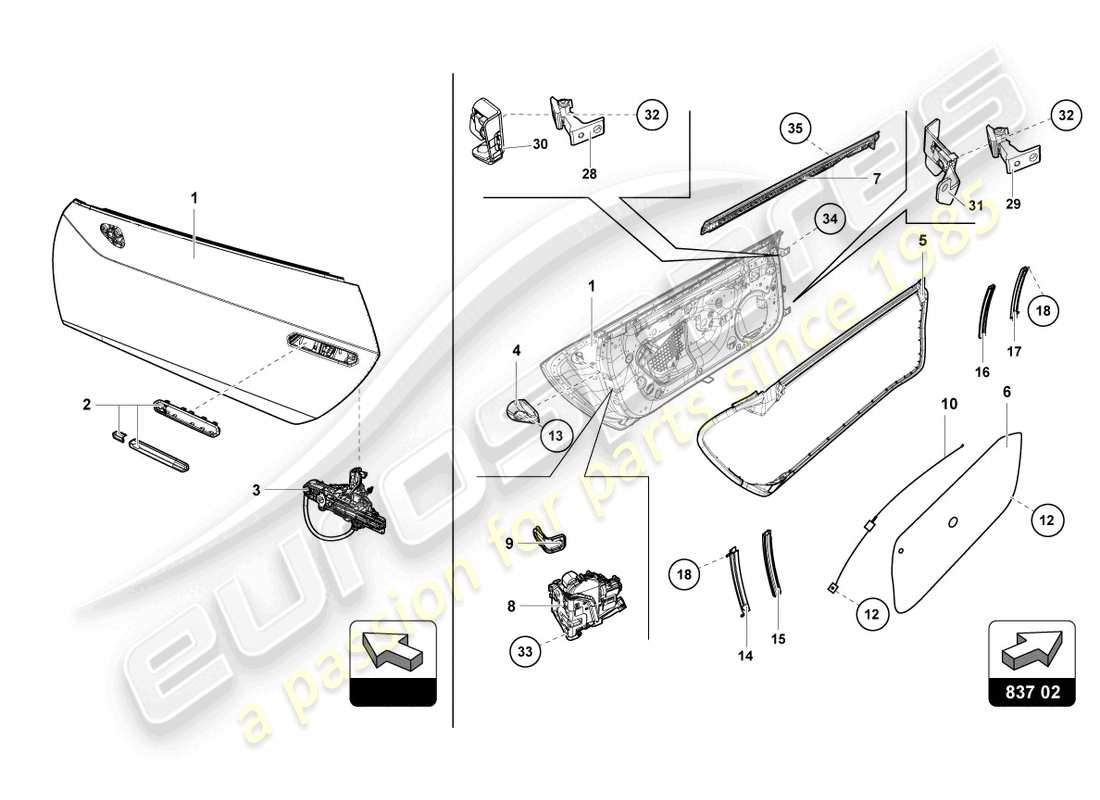 lamborghini super trofeo (2016) doors-handle and lock part diagram