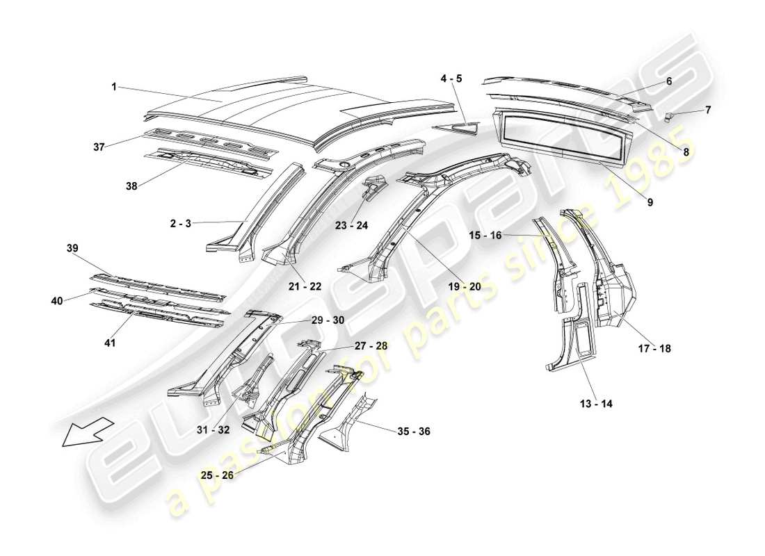 lamborghini lp640 roadster (2007) roof part diagram