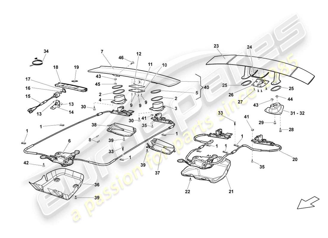 lamborghini lp570-4 sl (2013) spoiler for rear lid parts diagram