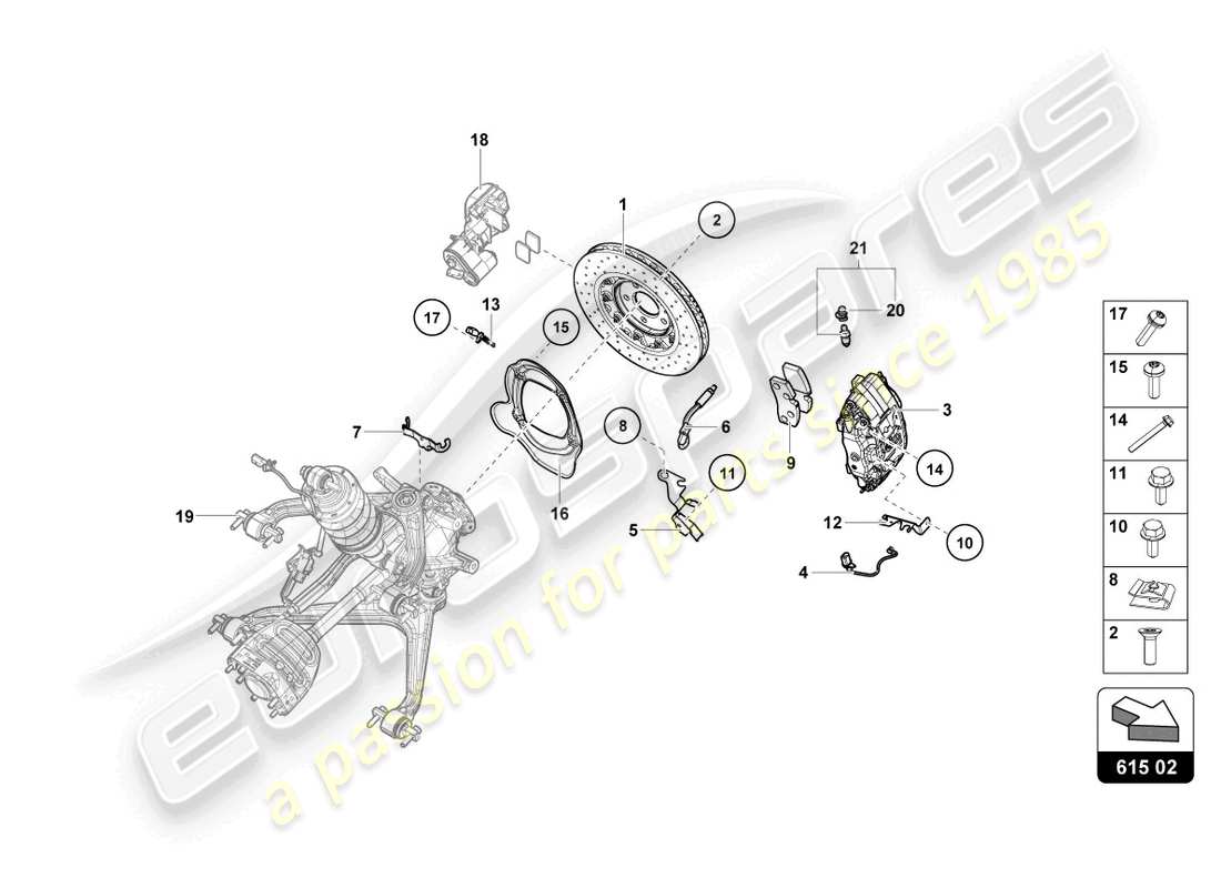 lamborghini sterrato (2024) ceramic brake disc rear parts diagram