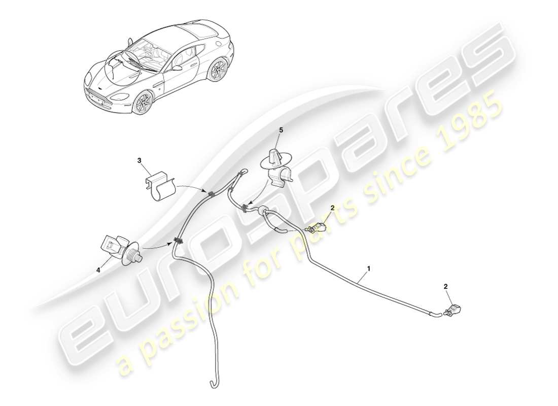 aston martin v8 vantage (2005) windscreen wash part diagram