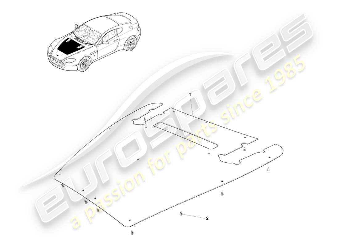 aston martin v8 vantage (2005) sound insulation, engine comp part diagram