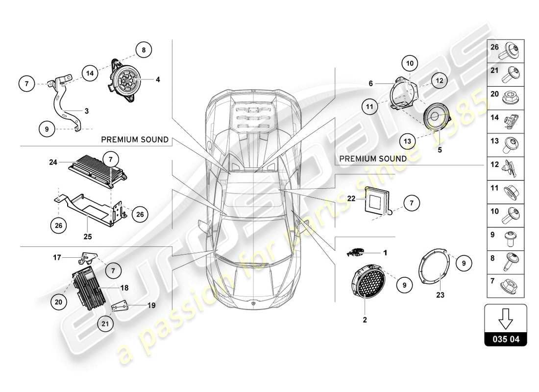 lamborghini evo spyder (2023) radio unit part diagram