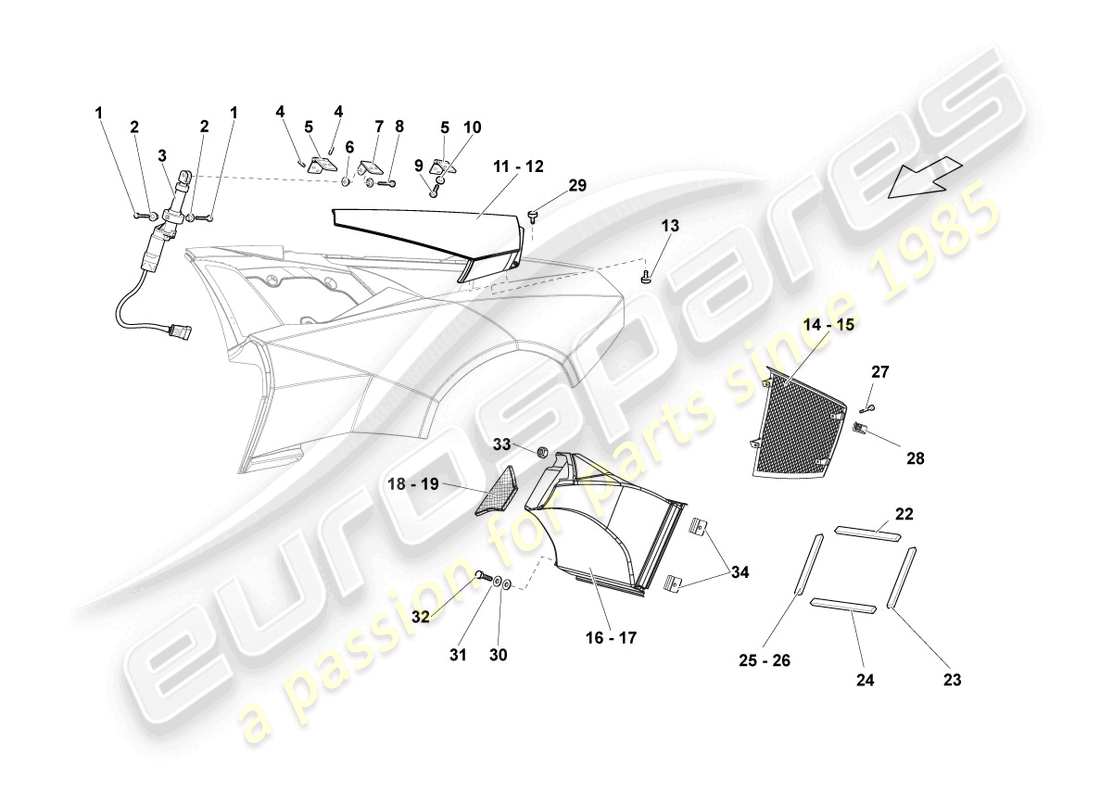 lamborghini reventon side panel trim part diagram