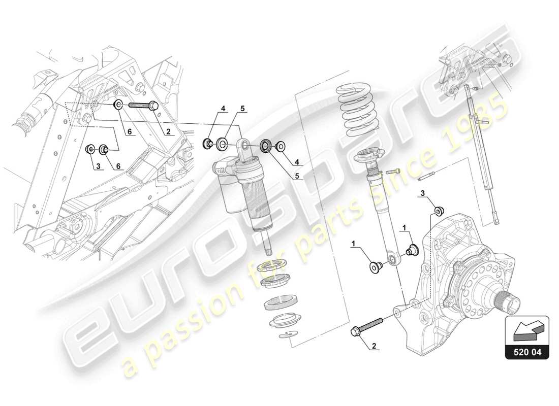 lamborghini gt3 (2017) rear damper fixing part diagram