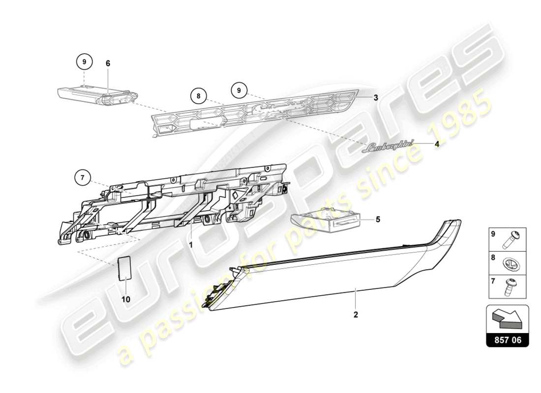 lamborghini sto (2022) glove box part diagram