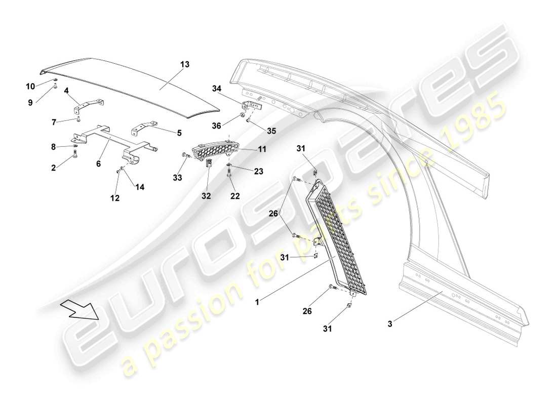 lamborghini lp570-4 sl (2012) wing rear parts diagram