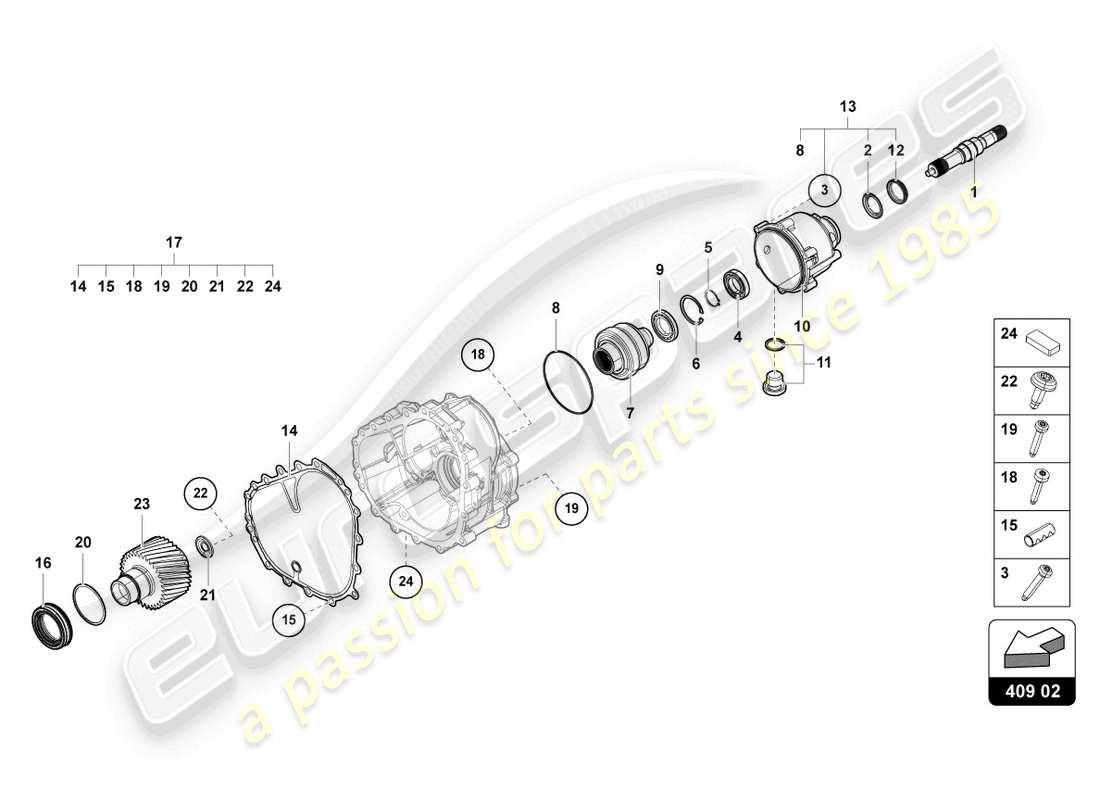 lamborghini urus (2020) differential front parts diagram