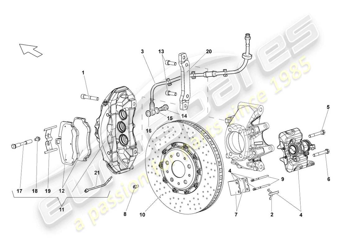 lamborghini lp640 roadster (2010) disc brake rear parts diagram