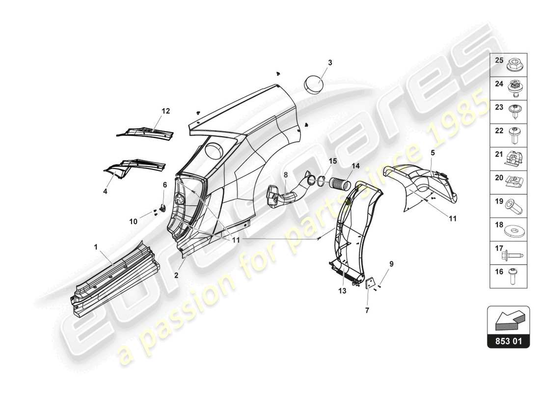 lamborghini gt3 (2017) rear lateral bodywork part diagram