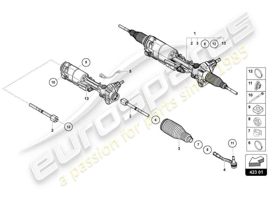 lamborghini urus s (2023) steering gear parts diagram