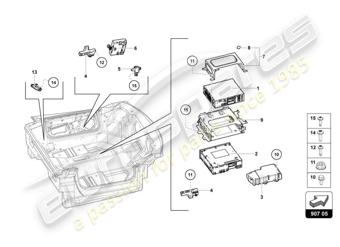 VIEW PARTS DIAGRAMS FROM THE LAMBORGHINI AVENTADOR PARTS CATALOGUE a part diagram from the lamborghini aventador parts catalogue