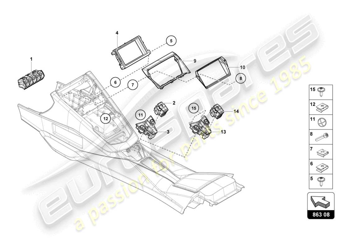 lamborghini ultimae (2022) switch unit parts diagram