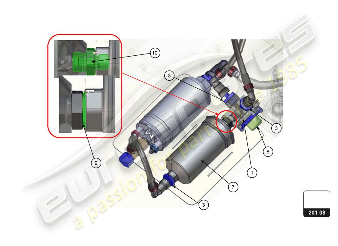 lamborghini super trofeo evo (2018) kit upgrade fuel tank part diagram