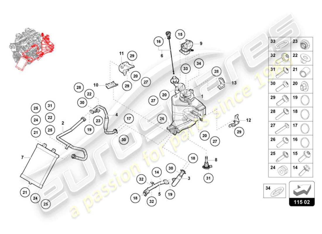 VIEW PARTS DIAGRAMS FROM THE LAMBORGHINI REVUELTO PARTS CATALOGUE a part diagram from the lamborghini revuelto parts catalogue