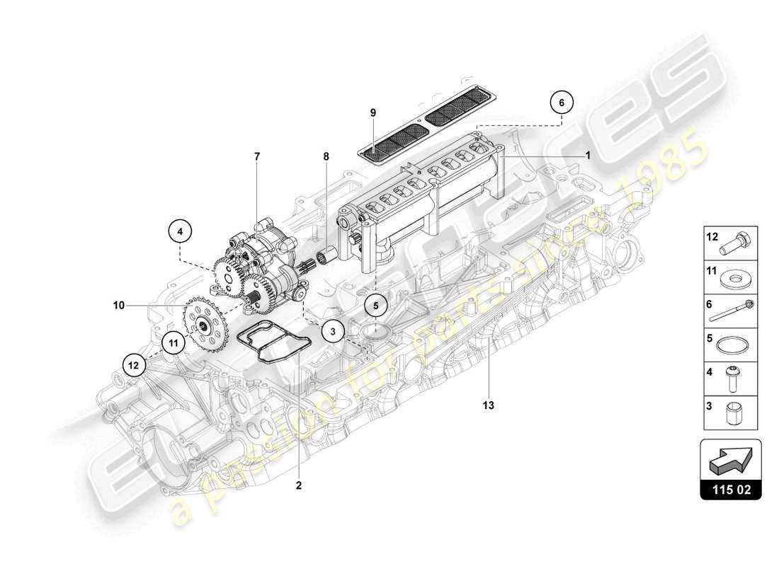 lamborghini ultimae (2022) oil pump parts diagram