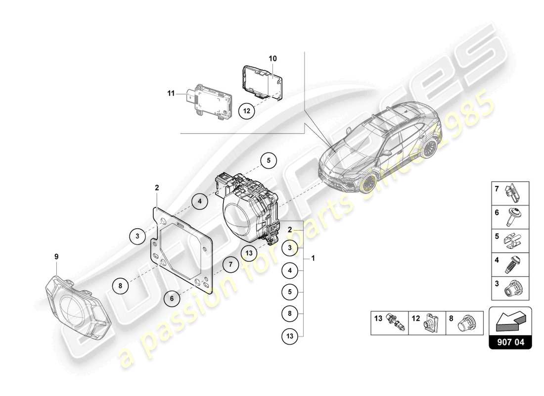 VIEW PARTS DIAGRAMS FROM THE LAMBORGHINI URUS PARTS CATALOGUE a part diagram from the lamborghini urus parts catalogue