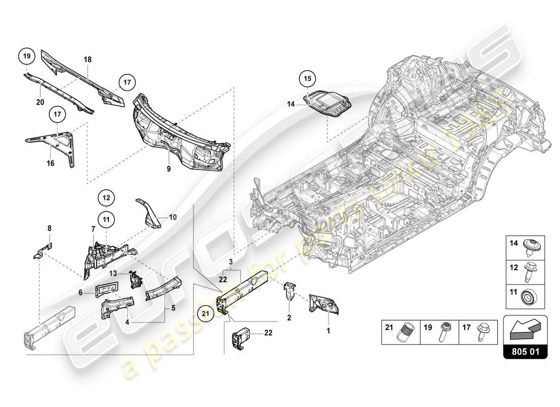 lamborghini urus (2021) underbody front part diagram