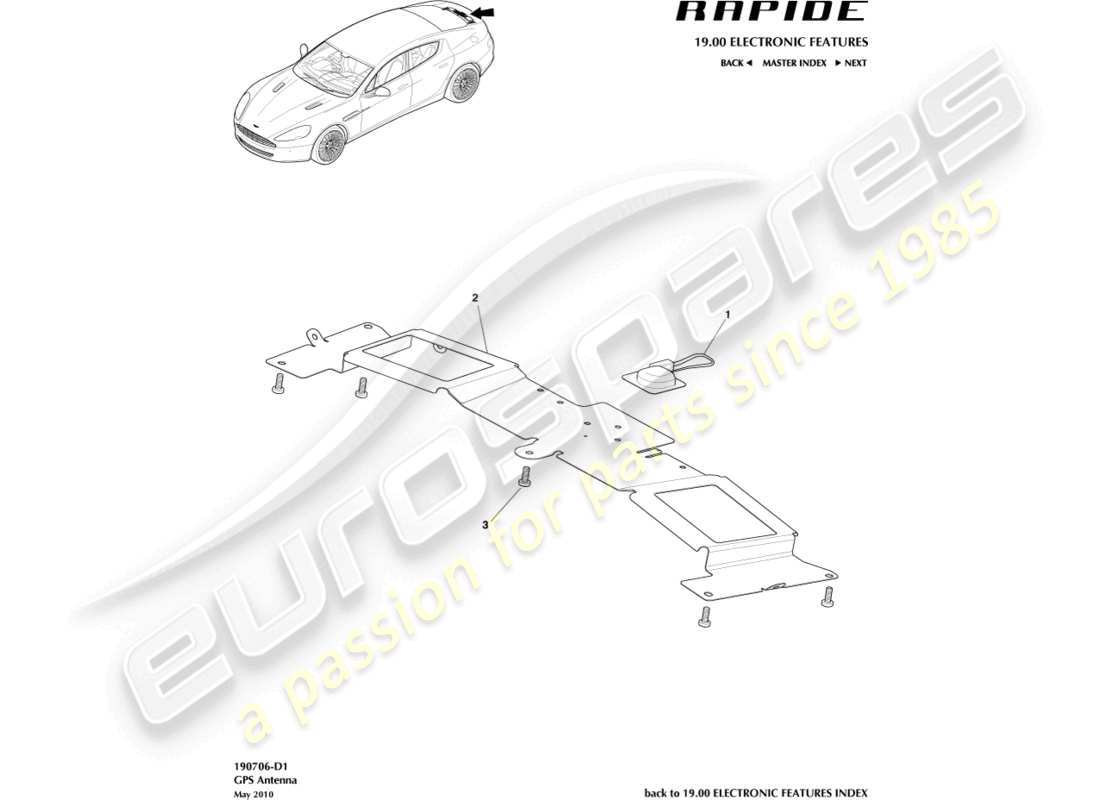 a part diagram from the aston martin rapide (2012) parts catalogue