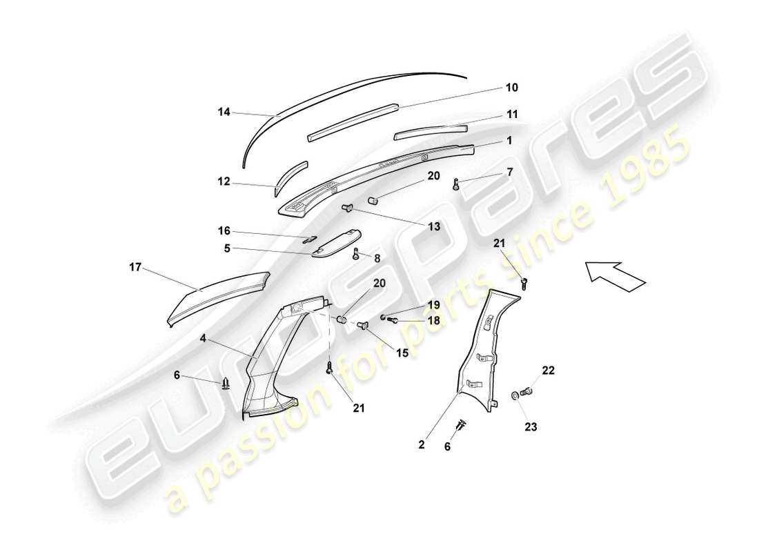 a part diagram from the lamborghini lp640 roadster (2007) parts catalogue