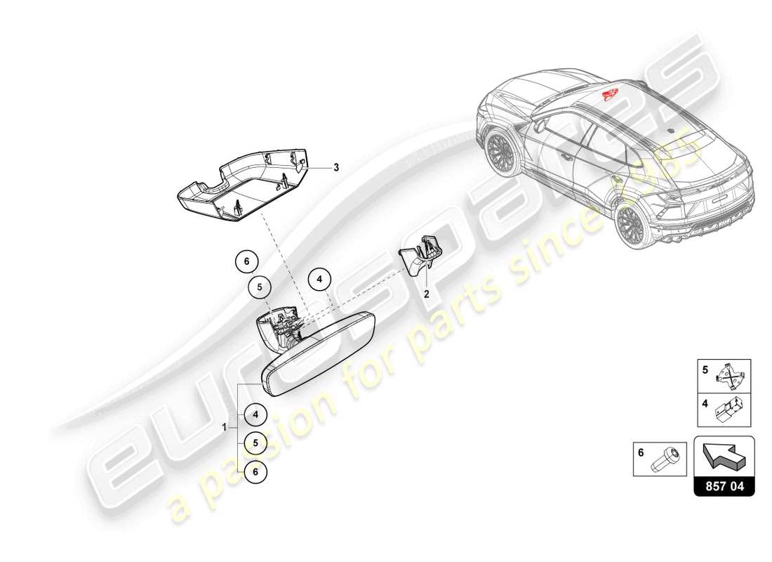 a part diagram from the lamborghini urus s (2023) parts catalogue