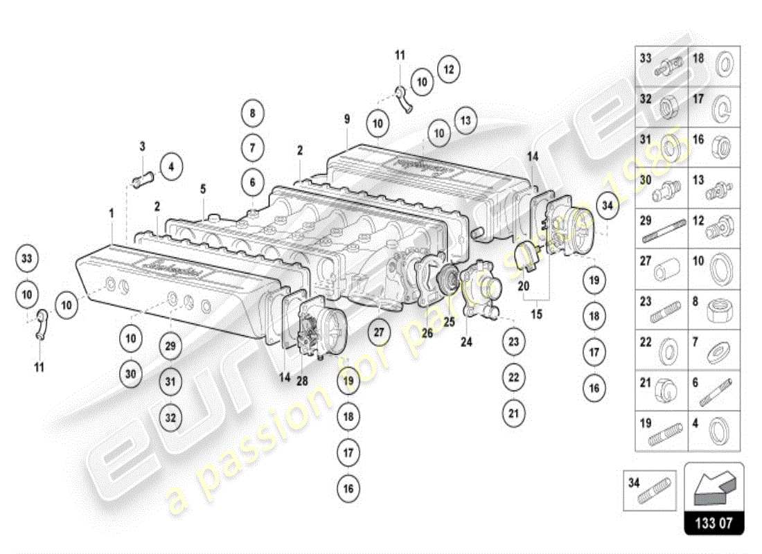 a part diagram from the lamborghini diablo vt (1998) parts catalogue