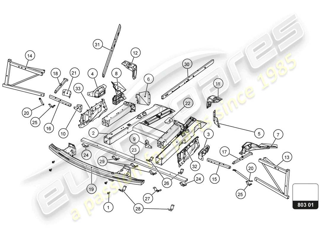 a part diagram from the lamborghini super trofeo evo 2 (2022) parts catalogue