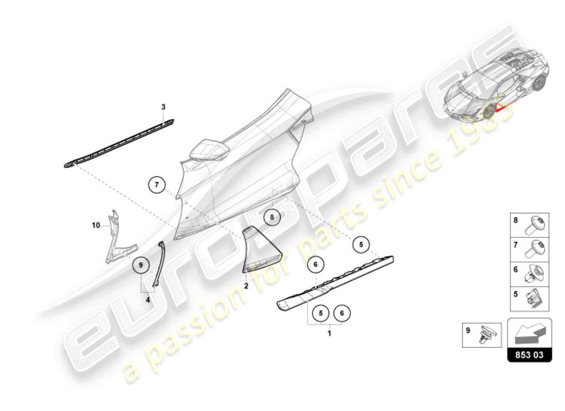 VIEW PARTS DIAGRAMS FROM THE LAMBORGHINI REVUELTO PARTS CATALOGUE a part diagram from the lamborghini revuelto parts catalogue