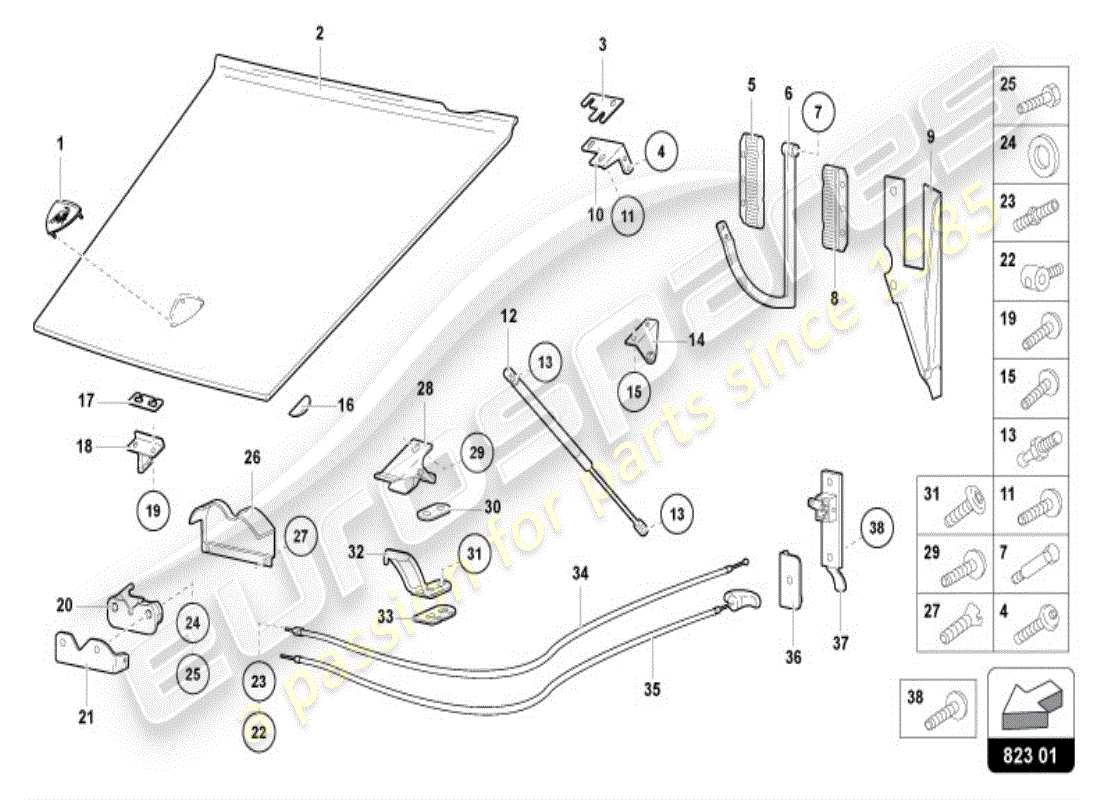 a part diagram from the lamborghini diablo parts catalogue