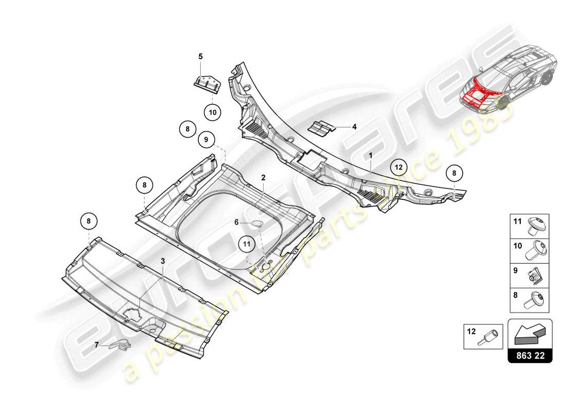 a part diagram from the lamborghini countach parts catalogue