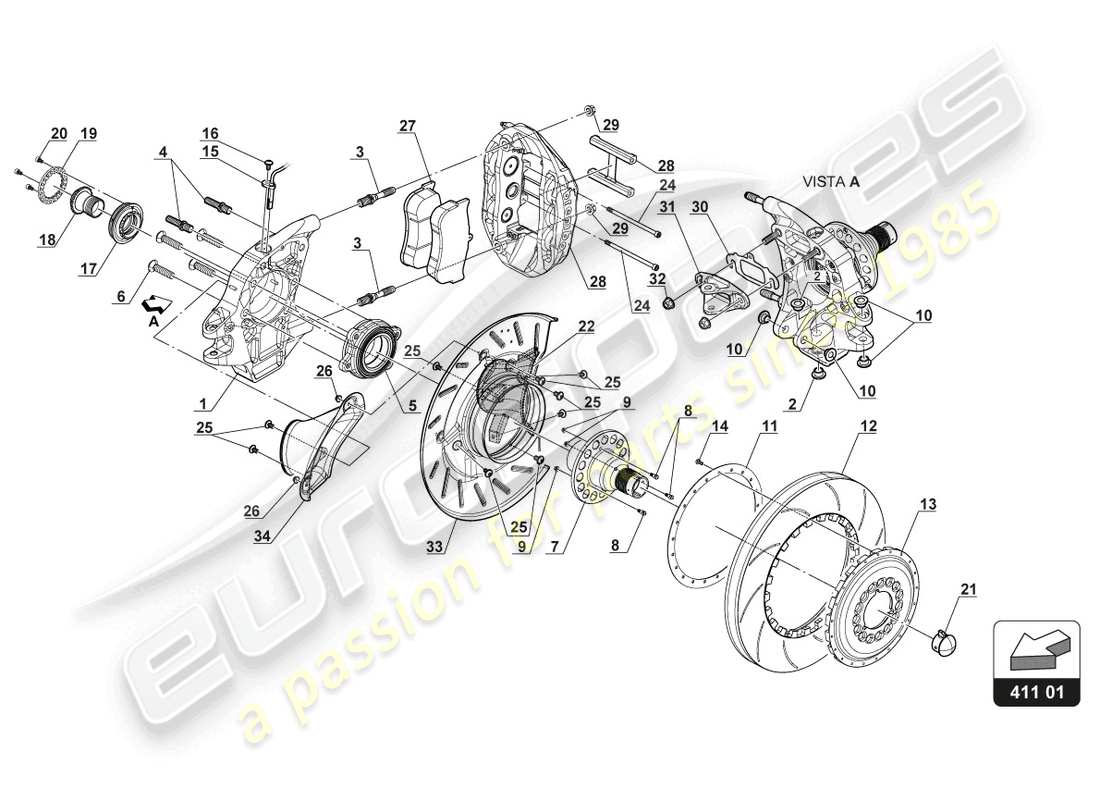 a part diagram from the lamborghini huracan squadra corse parts catalogue