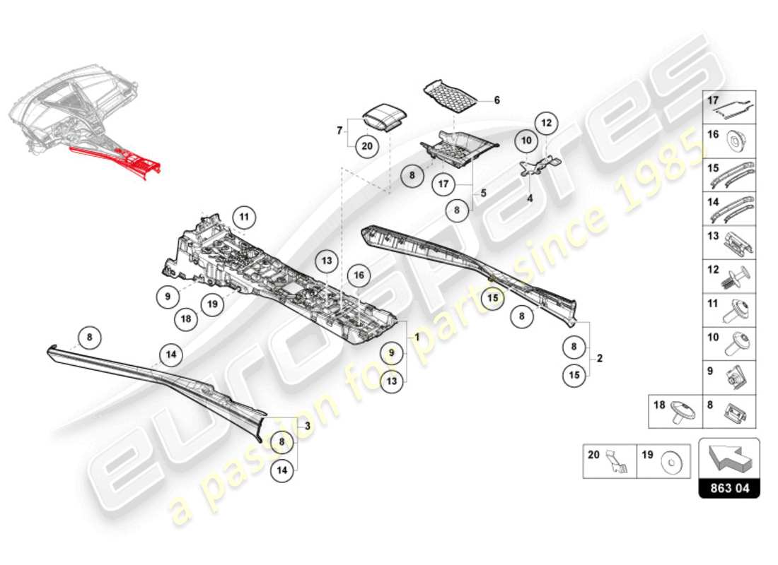 a part diagram from the lamborghini revuelto parts catalogue