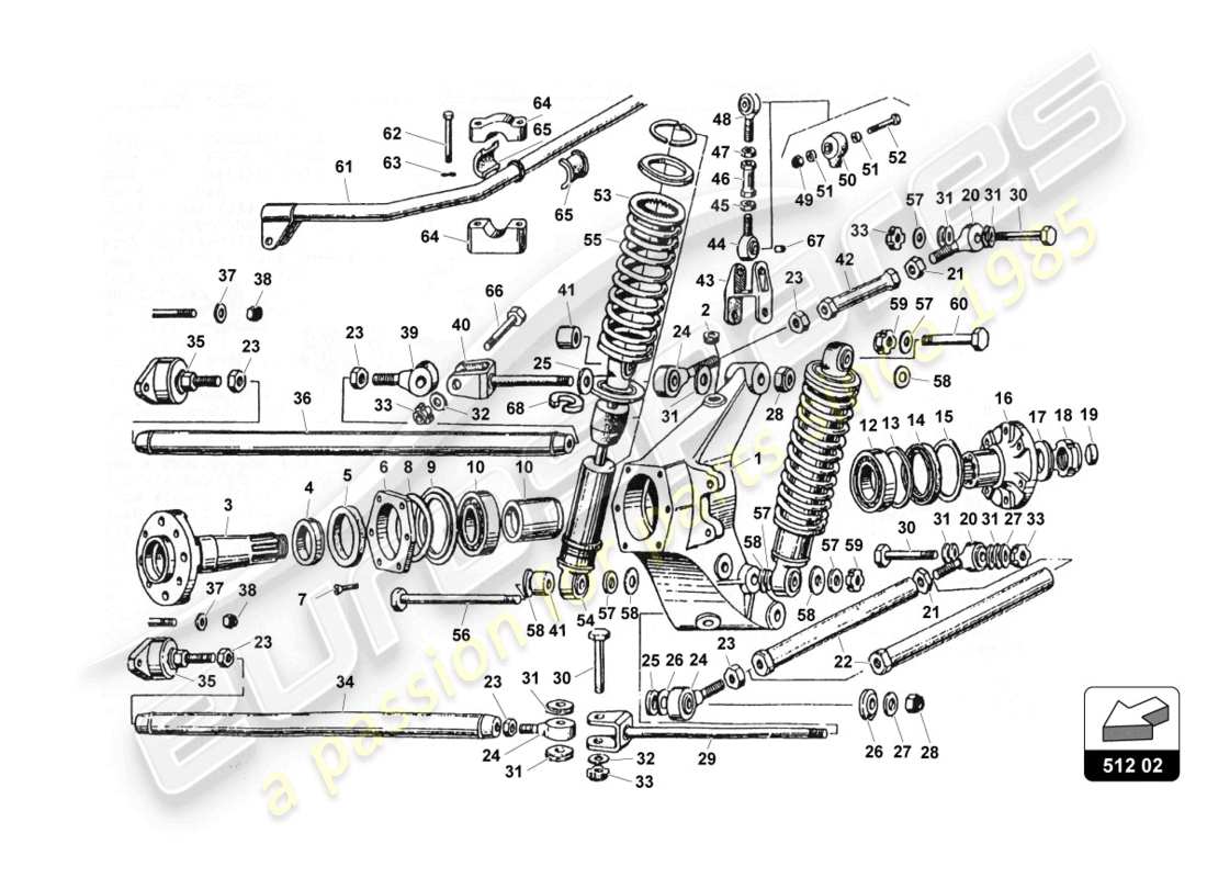 a part diagram from the lamborghini countach 25th anniversary (1989) parts catalogue