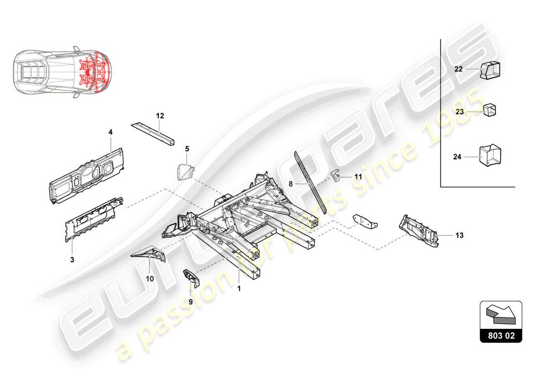 a part diagram from the lamborghini huracan squadra corse parts catalogue