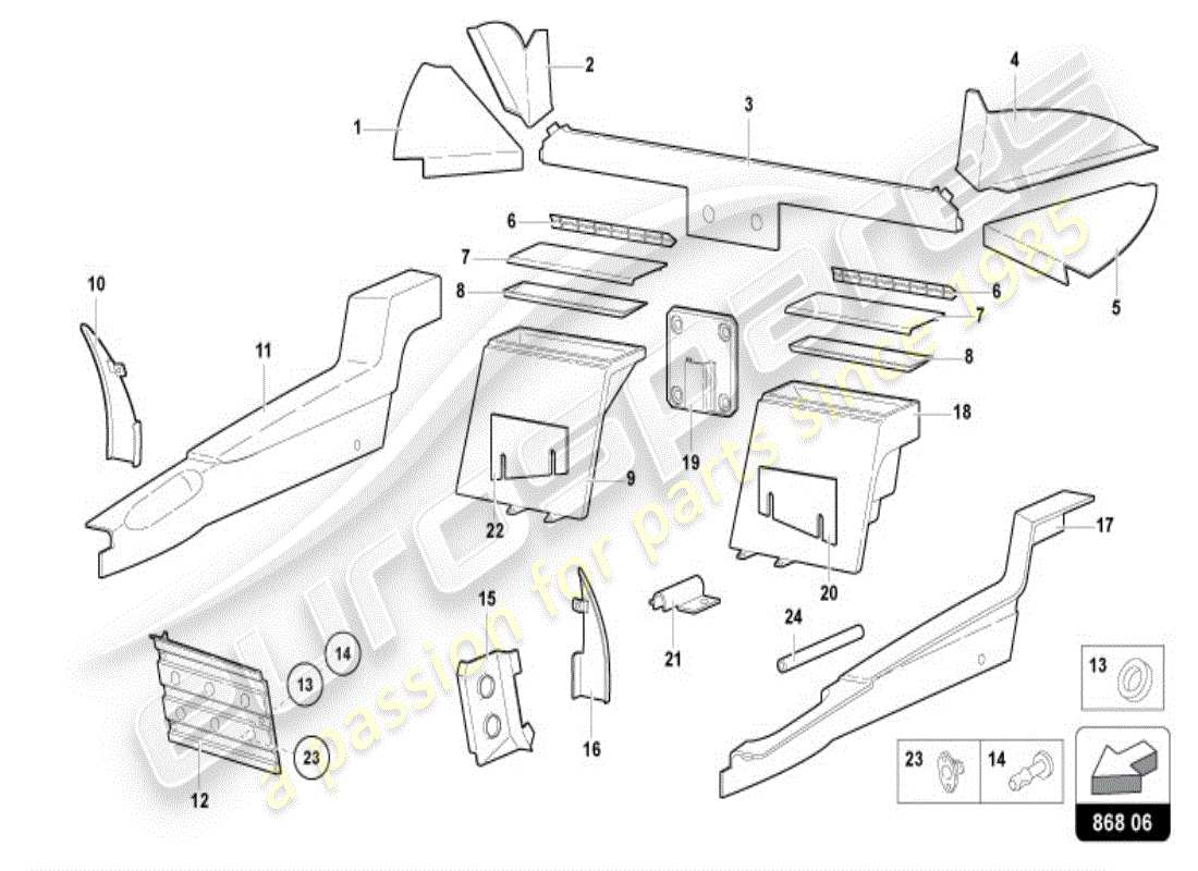 a part diagram from the lamborghini diablo vt (1998) parts catalogue