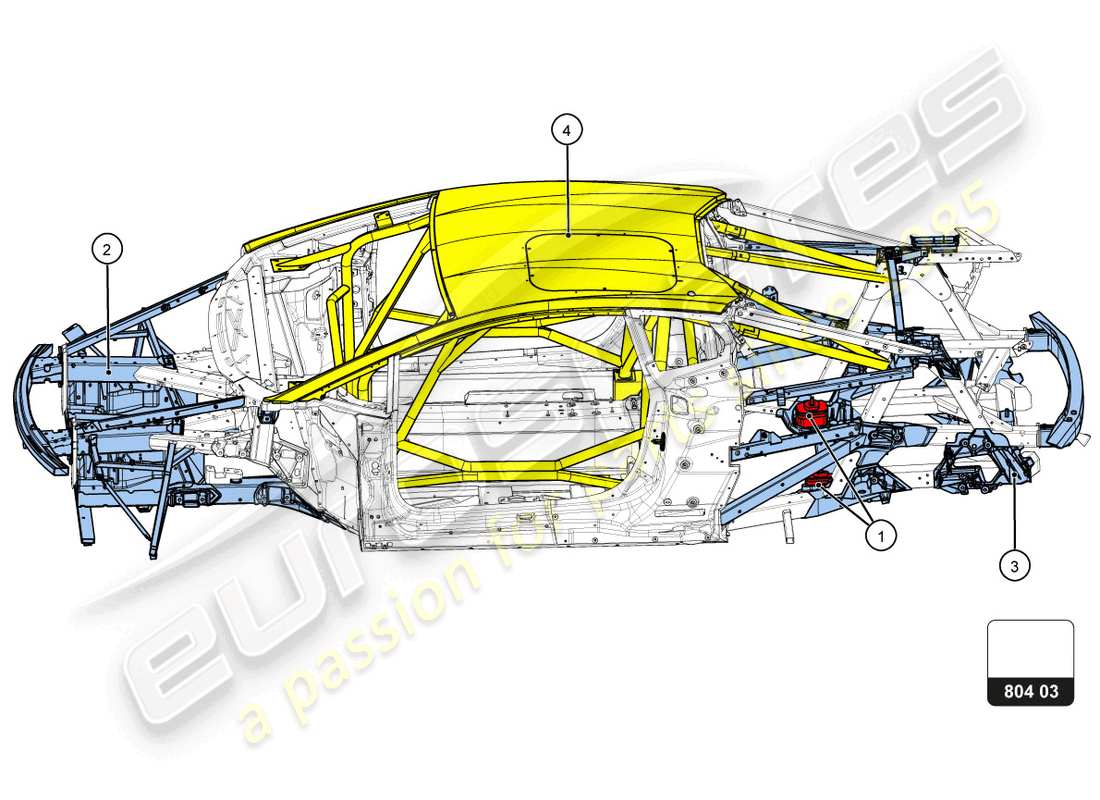 a part diagram from the lamborghini huracan squadra corse parts catalogue