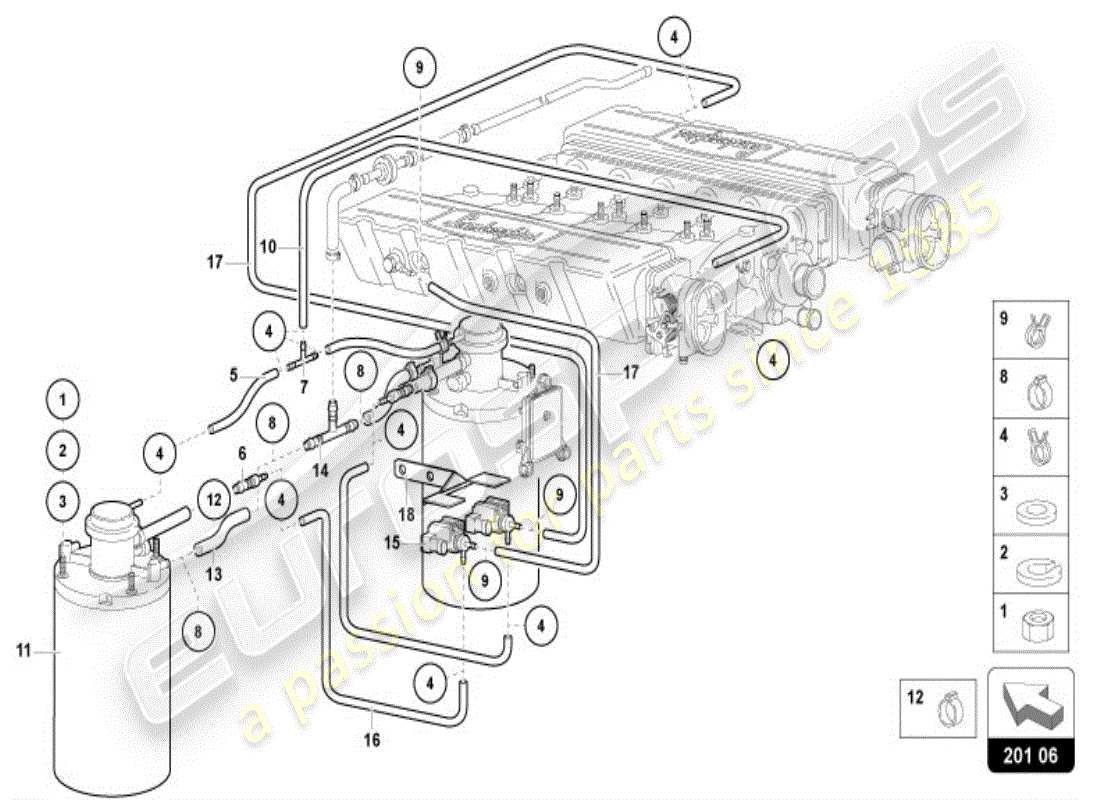 a part diagram from the lamborghini diablo vt (1999) parts catalogue