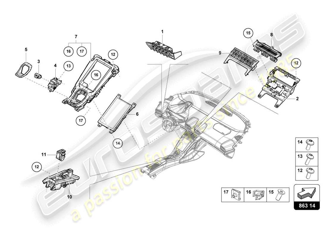 a part diagram from the lamborghini tecnica (2024) parts catalogue