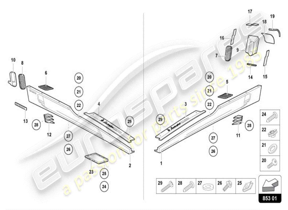 VIEW PARTS DIAGRAMS FROM THE LAMBORGHINI DIABLO PARTS CATALOGUE a part diagram from the lamborghini diablo parts catalogue