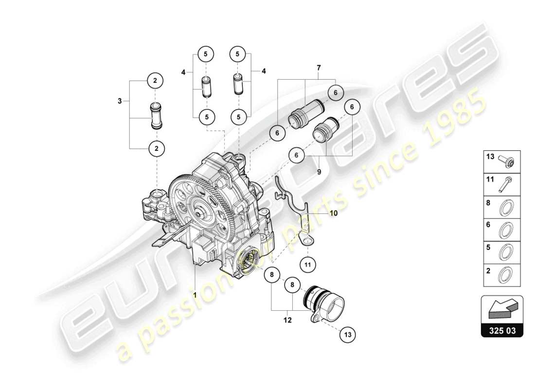 a part diagram from the lamborghini evo coupe (2021) parts catalogue