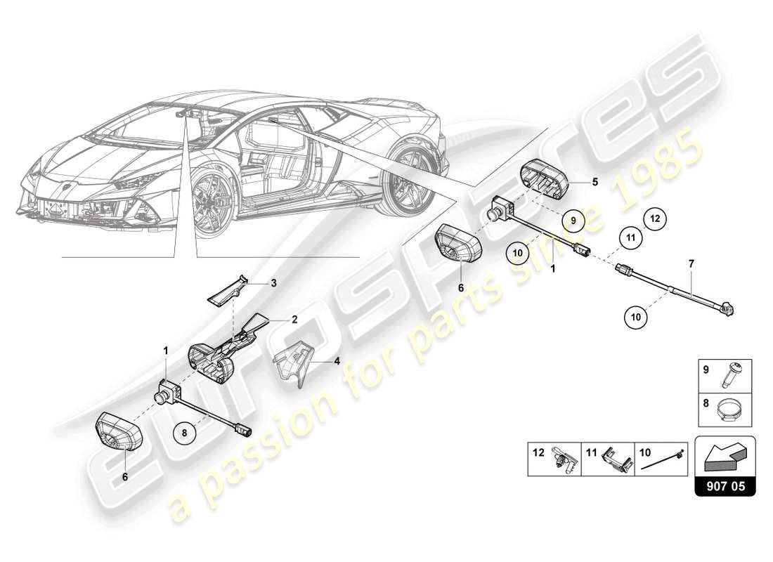 a part diagram from the lamborghini huracan evo parts catalogue