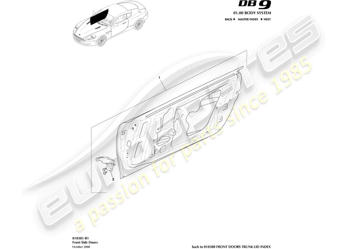 aston martin db9 (2007) front side doors part diagram