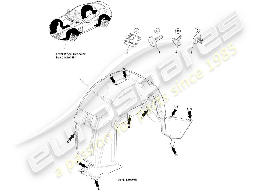 aston martin v8 vantage (2007) rear wheel arches part diagram